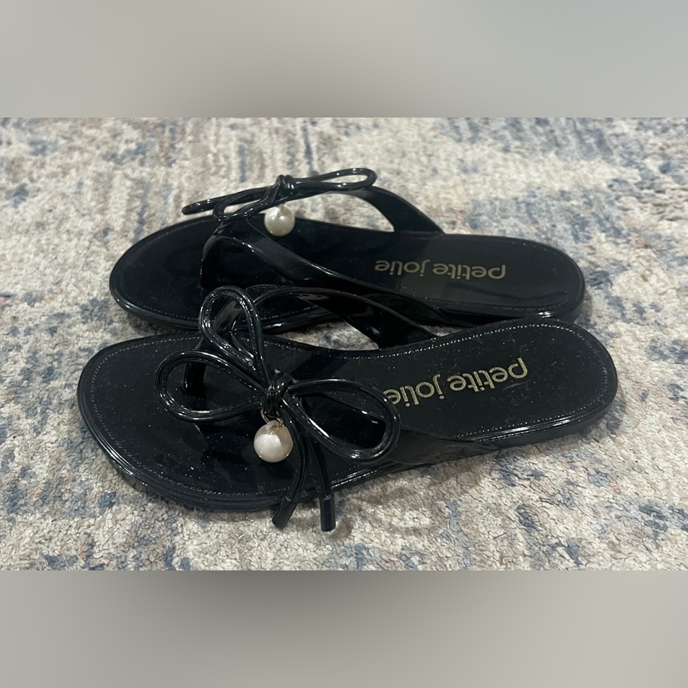 NEW Petite Jolie Glossy Black Sandals - Picture 2 of 6